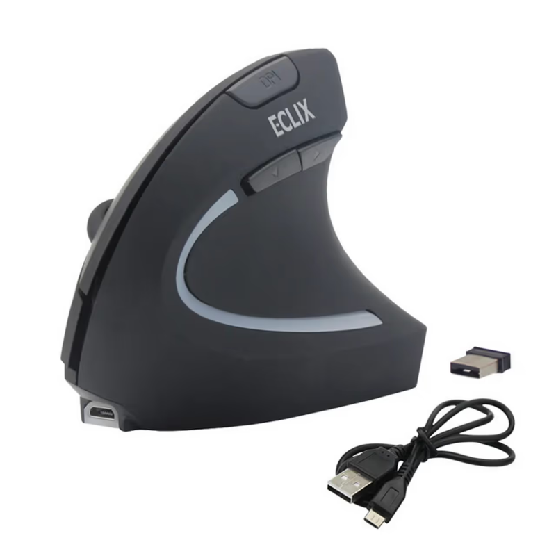 E-CLIX ergonomische muis met kabel en usb connector